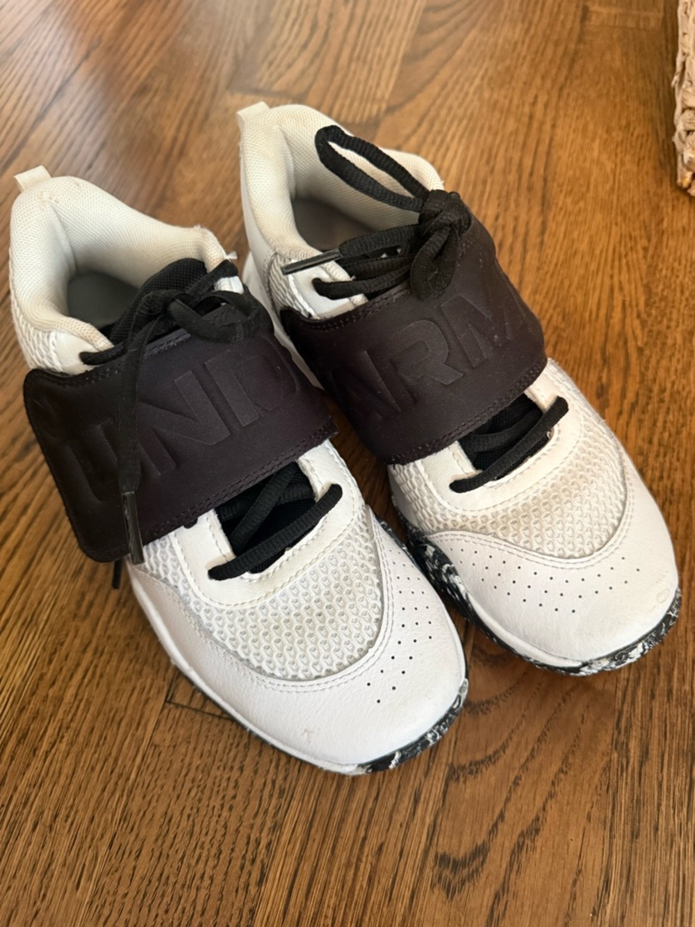 Under Armour White and Black Kids Athletic Sneakers with Strap